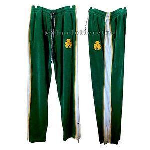 90s Y2K vtg AKADEMIKS • Green Velour Sweat Pants XXL